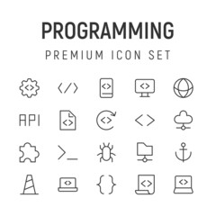 Poster - premium pack of programming line icons.