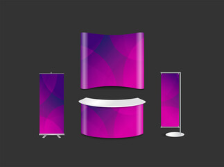 Aufkleber - Advertising exhibition booth design with abstract geometric fluid shapes background corporate identity style, vector illustration