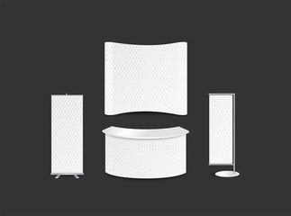 Aufkleber - Advertising exhibition panel template design with abstract geometric white 3d texture background, vector illustration.