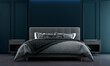 © teeraphan - Living decor ideas and bedroom furniture mock up interior design and blue empty wall texture background. 3D rendering