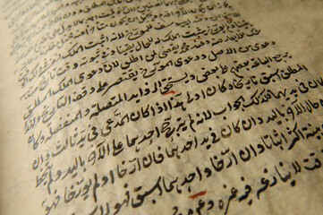 Poster - Ancient open book in arabic. Old arabic manuscripts and texts