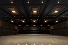 Empty Convention Hall Center .The Backdrop For Exhibition Stands,booth Elements. Meeting Room For The Conference.Big Arena For Entertainment,concert,event. Ballroom.3d Render.