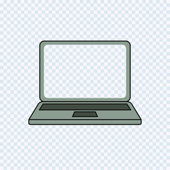 Vector Computer Laptop Icon Isolated on Light Transparent Background, Gray Laptop, Technology Sign.
