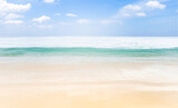 Fototapeta Morze - Beach background, nature concept, summer outdoor day light, clean beach and blue sky, tropical island