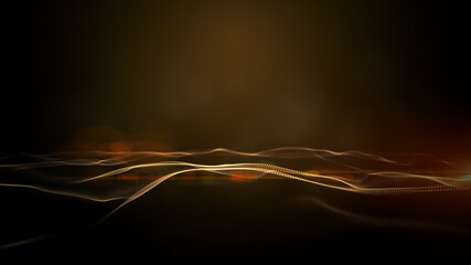 Poster - Digital particle wave and light abstract background, 3d rendering animation 4k