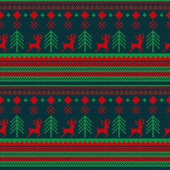 Wall Mural - Christmas sweater knitting design seamless pattern  