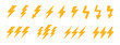 Lightning bolt vector icon set.