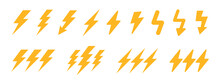 Lightning Bolt Vector Icon Set.