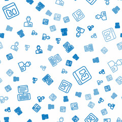 Poster - Set line Server, Data, Web Hosting, Broken file and Analyst engineer on seamless pattern. Vector