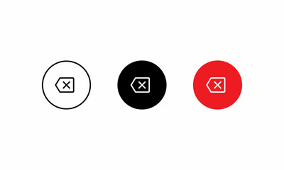 Poster - Delete Backspace Keyboard Key Icon Vector Set in Circle Shapes