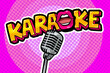 © vectorstory - Karaoke lettering with lips in Pop-art stile with retro microphone.