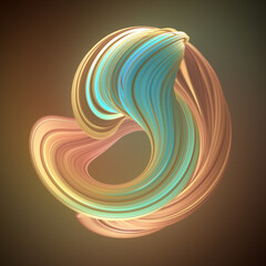 Leinwandbilder - Trendy abstract poster with twisted multicolor shape. 3d rendering digital illustration. Minimal style design