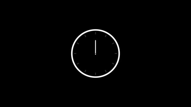 Time clock isolated icon for watch design. Clock icon in flat style, timer on black background. Business watch.