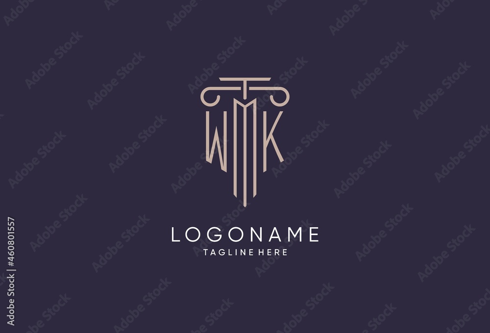 WK logo initial pillar design with luxury modern style best design for ...