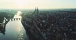 Drohnenflug über das historische Regensburg im goldenen Herbst