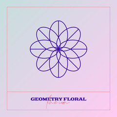 Wall Mural - Abstract Geometrical Flower. Simple line icon. Monochrome polygonal plants vector.