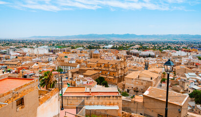 Wall Mural - aerial view over the old town of Lorca, Spain