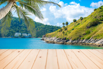 Wall Mural -  Ya-nui beach at Phuket, thailand with sky and cloud background.