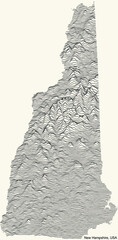 Wall Mural - Topographic positive relief map of the Federal State of New Hampshire, USA with black contour lines on beige background