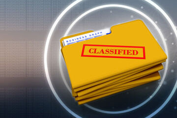 Poster - 3d rendering folder with documents
