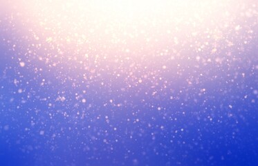 Wall Mural - Soft snowflakes flying on blue sky backdrop with pink glow effect. Blur abstract texture.