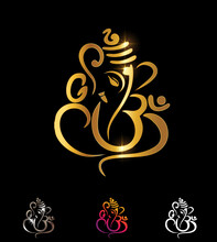 Golden Ganesha Vector Sign