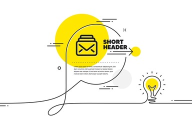 Poster - mail icon. continuous line idea chat bubble banner. new messages correspondence sign. e-mail symbol.