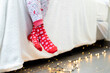 beautiful woman wearing cute christmas socks