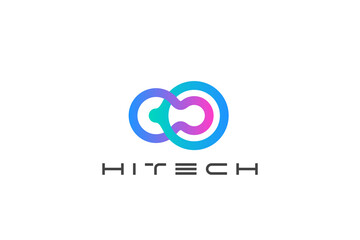 Poster - hitech logo dna molecule technology abstract design vector template. medicine science hitech nanotec