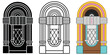 Jukebox Clipart Set - Outline, Silhouette and Colored