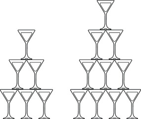 Poster - Martini Cocktail Pyramid Tower Clipart Set - Outline