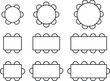 Table Seating Arrangement Icons for an Event - Clipart Outline