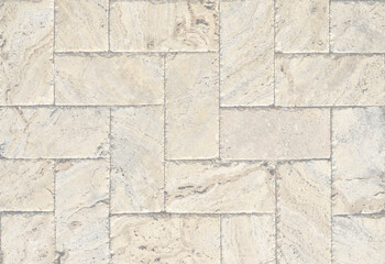 Wall Mural - White brick pavers sidewalk background. Neutral texture of a flat brick wall close-up. 