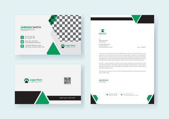 Wall Mural - Corporate Business Identity Stationery Set for Minimal Branding Identity Template.Editable  Business card, Letterhead, Brand Identity Print Design Premium Vector.