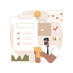 Poster - Project planning abstract concept vector illustration. Project plan creation, schedule management, business analysis, vision and scope, timeline and timeframe estimate, document abstract metaphor.