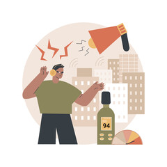 Poster - High noise level abstract concept vector illustration. Noise control, harmful level, decibel measurement, earplug use, occupational safety, urban high-pitched sound, healthcare abstract metaphor.