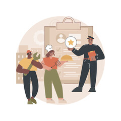 Poster - Alternative civilian service abstract concept vector illustration. Alternative conscription, non-military service, substitution for army, civilian work, government organization abstract metaphor.