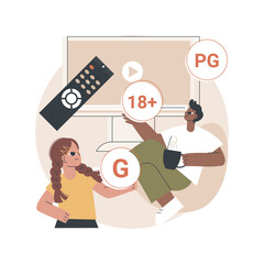 Poster - Content rating abstract concept vector illustration. Media and tv rating, content classification system, audience age limitation, censorship classification, games and apps abstract metaphor.