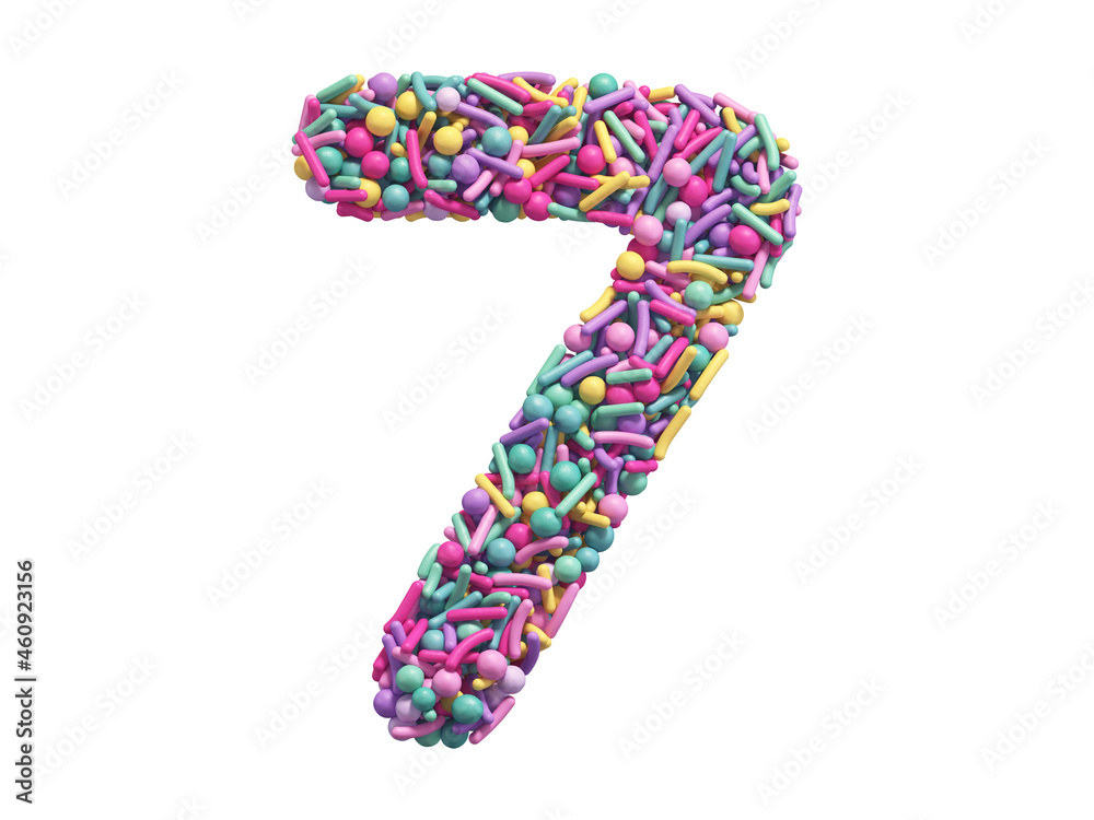 Candy sprinkles font. Number 7. Stock Photo | Adobe Stock