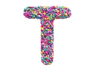 Sticker - Candy sprinkles font. Letter T.