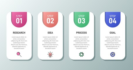 Infographic design with icons and 4 options or steps. Thin line vector. Infographics business concept. Can be used for info graphics, flow charts, presentations, web sites, banners, printed materials.