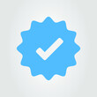 Blue verified instagram account icon. Approved profile sign. Tick in rounded corners star. Social media top page logo. Check mark. safety person in web. Vector illustration.