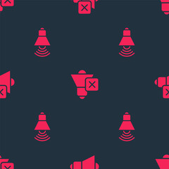 Poster - Set Speaker volume and mute on seamless pattern. Vector
