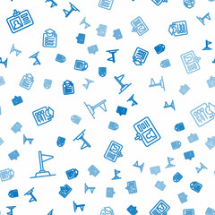 Poster - Set line Flag, Identification badge and Online education on seamless pattern. Vector