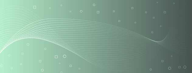 Poster - modern, elegant, wave, lines, curve, abstract, circles, squares, cool gray, seafoam green