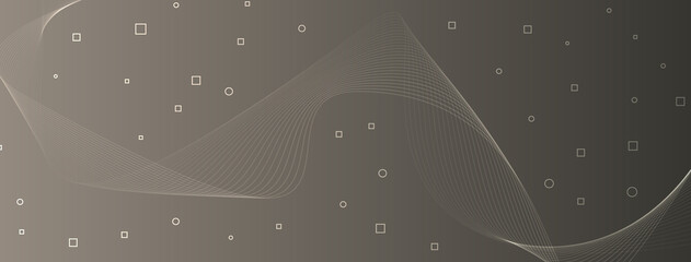 Poster - modern, elegant, wave, lines, curve, abstract, circles, squares, gunmetal gray, taupe