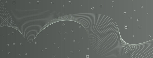 Poster - modern, elegant, wave, lines, curve, abstract, circles, squares, gunmetal gray, gray
