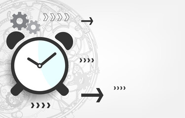 Fototapete - Vector white background time speed concept.analog clock machanical