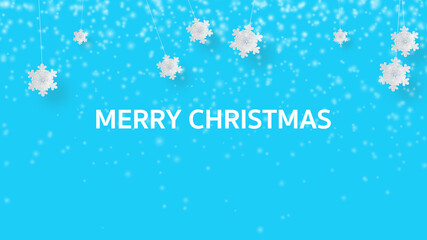 Wall Mural - hanging snow cover of flying particles as minimal beautiful blue background in slow motion dynamic w