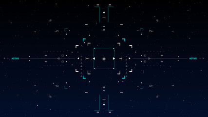 Wall Mural - user interface target air force. camera. ui and hud interface modern technology on shinny stars sky 